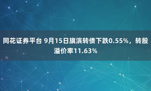 同花证券平台 9月15日旗滨转债下跌0.55%,转股溢价率11.63%