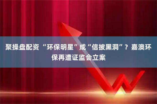 聚操盘配资 “环保明星”成“信披黑洞”？嘉澳环保再遭证监会立案