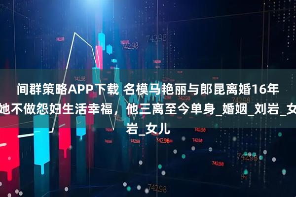 间群策略APP下载 名模马艳丽与郎昆离婚16年：她不做怨妇生活幸福，他三离至今单身_婚姻_刘岩_女儿