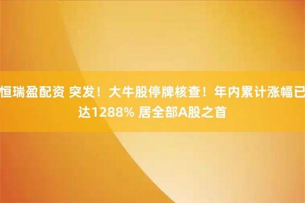 恒瑞盈配资 突发!大牛股停牌核查!年内累计涨幅已达1288% 居全部A股之首